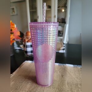 Starbucks Iridescent Pink Grid Tumbler